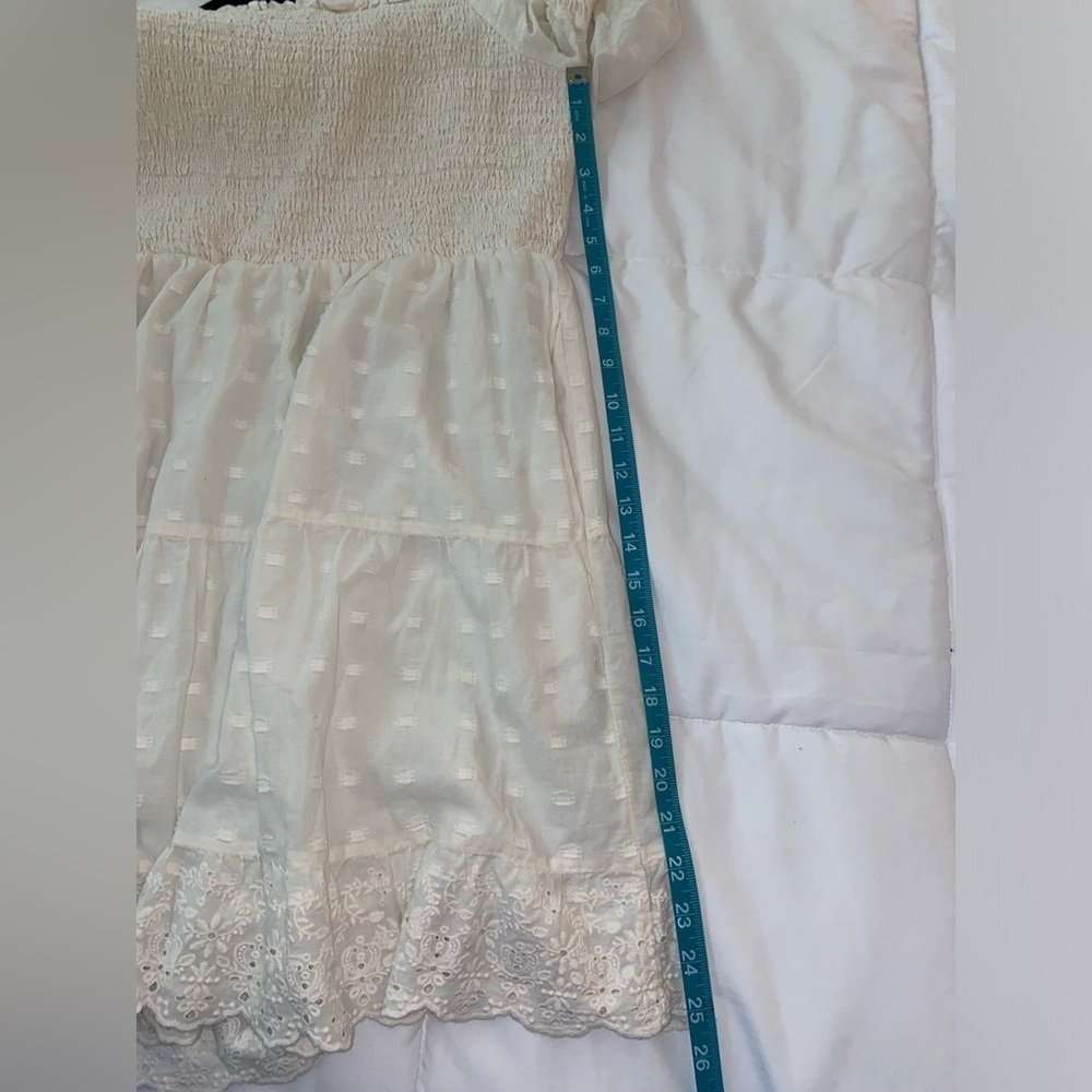 American Eagle Women’s XL Lace Trim Cream Puff Sleeve Dress - Picture 8 of 8